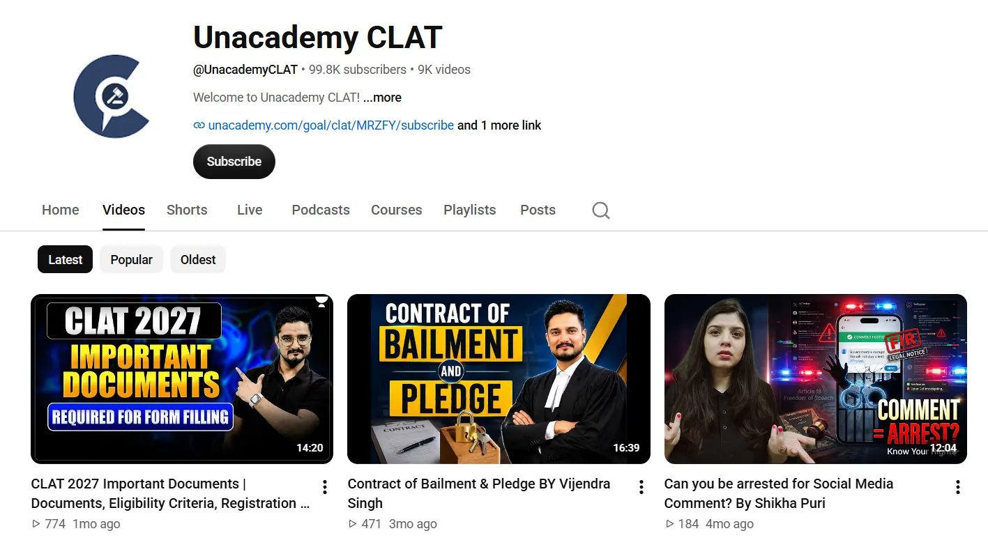 unacademy clat youtube