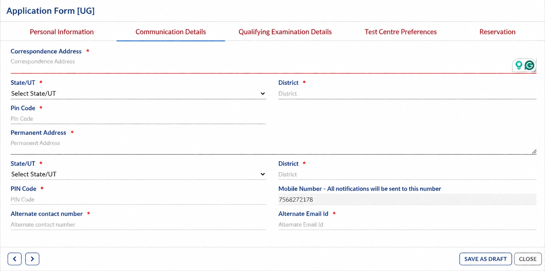CLAT UG Application Form